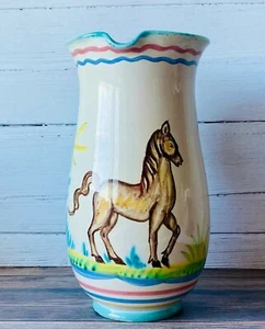 Wunderschöner antiker großer Pferdekrug CIMA italienische Keramik Perugia Anfang 1900  - Bild 1 von 11