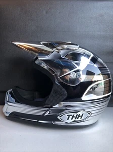 THH Motocross Helmet BLACK,White, TX-11-Size Youth Large - Picture 1 of 13