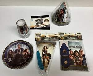 Wonder Woman Birthday Party Lot ~ Hats, Cups, Plates, Banner, Stickers, Boxes - Picture 1 of 1