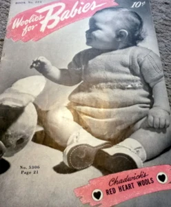 RARE VTG 1940s Baby Knitting Crochet Book WOOLIES FOR BABIES 1945 - Picture 1 of 5