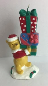 Winnie The Pooh Christmas Candle 6" Vintage Wax Holding Presents - Picture 1 of 6