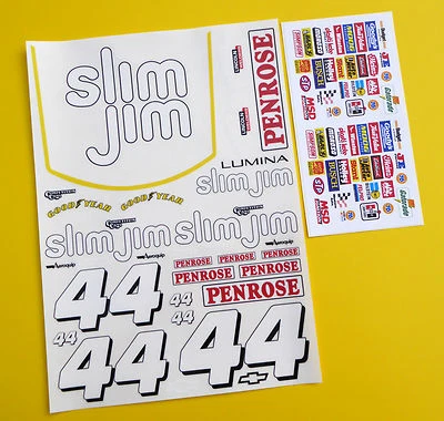 SCREENPRINTDIGITAL RC 10. MASSSTAB Nascar Rennwagen ""SLIM JIM 44"" Aufkleber Aufkleber