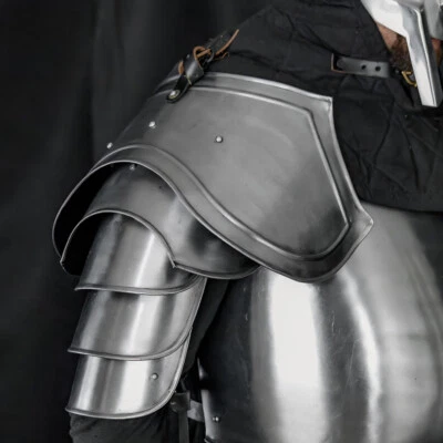 中世纪钢制 Spaulder Pauldron 18G 装甲套装适用于重演 Cosplay — 第 1/4 张图片