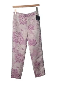 Anna Sui Jacquard Metallic Floral Trousers Size 0 NWT - Picture 1 of 2