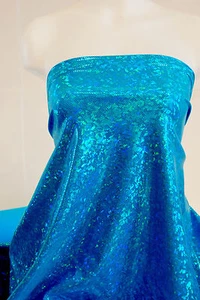DISFRAZ DE LEOTARDO GLASS SPANDEX HOLOGRAMA TURQUESA DANZA - Imagen 1 de 2