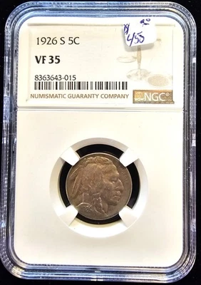 1926-S VF35 NGC 5C Buffalo Nickel-key date - Image 1 of 2