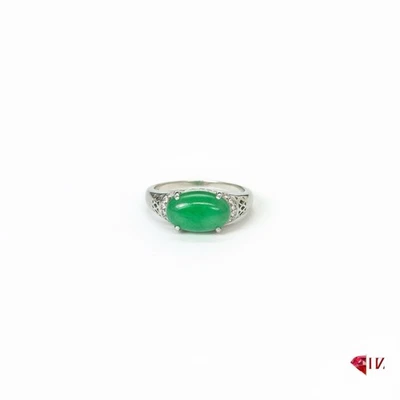 Anillo llamativo birmano certificado jadeíta natural tipo A/verde manzana Foto 1 de 4