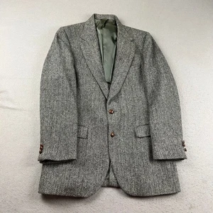 Harris Tweed Blazer Mens 42 Reg Gray Pure Scottish Wool Handwoven Hebridrides - Picture 1 of 8