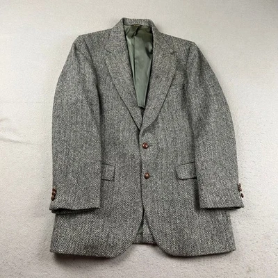 Harris Tweed Blazer Mens 42 Reg Gray Pure Scottish Wool Handwoven Hebridrides - Image 1 of 4