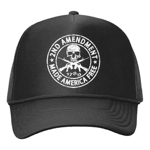 2nd Amendment Made America Free Constitution Gun Trucker Form-Mesh Back Hat - Bild 1 von 15