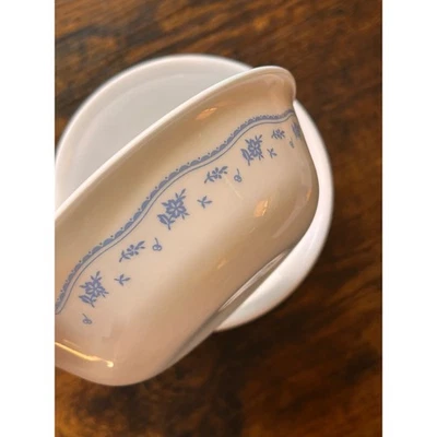 Vintage Corelle Corning Morning Blue 4 Piece Cereal Bowl Set Blue Floral Pattern - Image 1 of 4