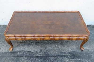 French Vintage Large Burlwood Carved Coffee Table 6198 - Image 1 of 4