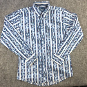 Wrangler Western Shirt Boys XL Long Sleeve Pearl Snap Blue Red Geometric - Picture 1 of 8