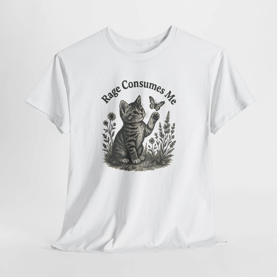 Camiseta Rage Consumes Me Funny Cat | Camisa gatito vintage Foto 1 de 1