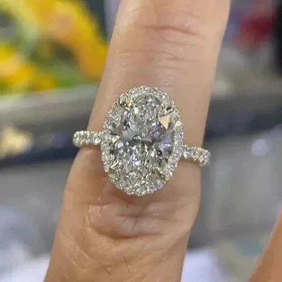 Diamond Engagement Ring 3.40Ct Oval Cut IGI Certified Lab Grown 14K White Gold - Image 1 of 4