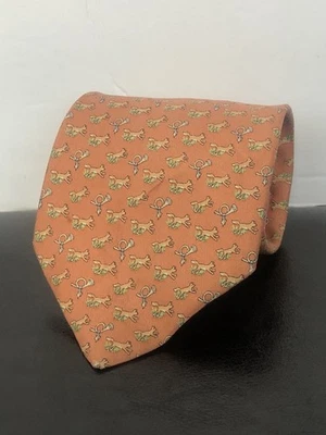 Corbata de cuello VINEYARD VINES 100 % seda naranja perro de caza cuerno escogido hecha en EE. UU. Foto 1 de 4