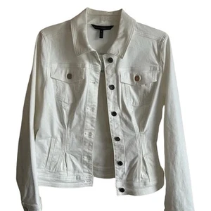 WHBM Flirty Miami White Denim Jacket Size Small - Picture 1 of 7
