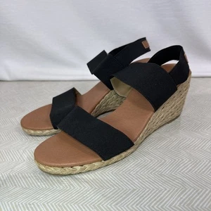 Tommy Bahama Womens 9M Sakura Black Strappy Espadrille Wedge Sandals Beachy Boho - Picture 1 of 10