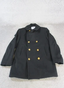 Vintage Navy Peacoat Mens 40 R Black Quarterdeck Collection Wool - Picture 1 of 8