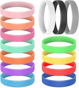 12 Pcs Rubber Silicone Bracelets Multicolored Wristbands for Men Women Teen - Picture 1 of 7