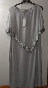 Abito da usignolo grigio foderato taglia 18 sovrapposto argento nuove etichette abito Occasion - Foto 1 di 17