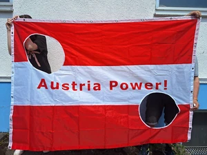 Pared de portería Austria 195 x 140 cm 2 agujeros de tiro Austria Power fútbol red ojal - Imagen 1 de 2