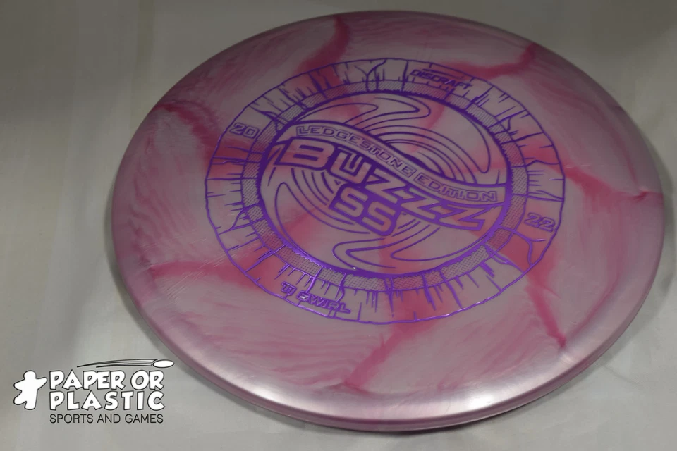 Discraft Ledgestone 2022 TI SWIRL BUZZZ SS Disc Golf 176 G Mid-Range Rose Purple - Image 1 of 1