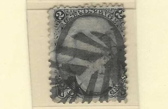 US 1867 TWO CENTS JACKSON GRILL 14 X 17 POINTS SCOTT 87 FANCY NEAT CANCEL - Image 1 of 2