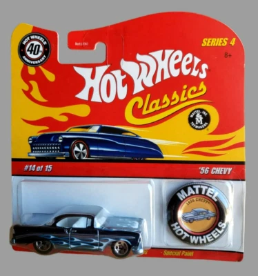 2008 Hot Wheels '56 CHEVY CHEVROLET Steel Blue Classics Series 4 #14/15 W/Button - Image 1 of 4