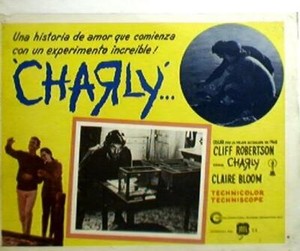 Cliff Robertson, Claire Bloom CHARLY LOBBY CARD, 1968