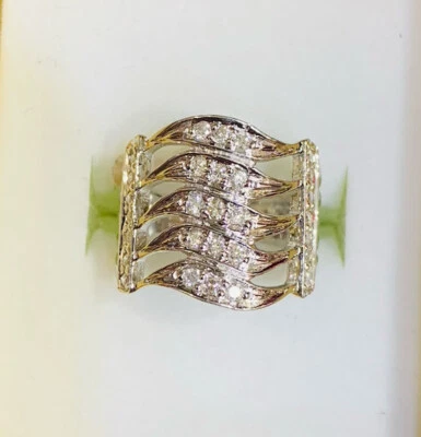 Anillo con racimo de oro blanco macizo de 18 quilates con diamante (VS1 0,50 QUILATES (tamaño total 7,30 GM7 Foto 1 de 4