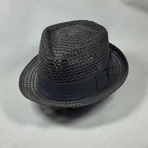 BILTMORE -Brisa- Black Stingy Brim Trilby Fedora Hemp Hat Size 7 1/4 NEW w Tags!