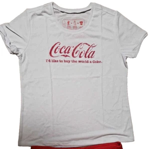 Vintage 2008 Coca Cola Women's Lounge PJ Shirt White Soda Polyester Medium New - Picture 1 of 4