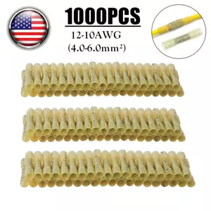 1000 pz connettori filo termoretraibile giallo morsetto terminali a crimpatura AWG 12-10 calibro - Foto 1 di 8