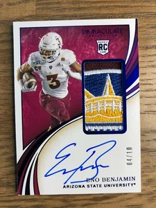 Eno Benjamin 2020 Immaculate BOWL JERSEY PATCH Auto # GOLD /10 RC ASU CARDINALS - Picture 1 of 1