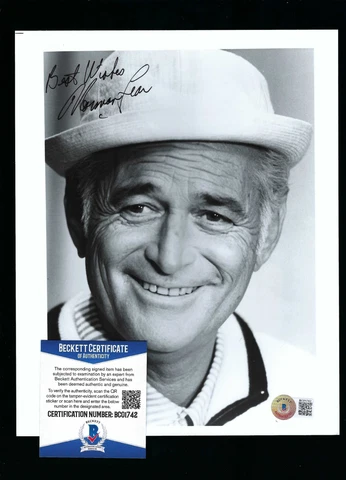 Norman Lear signed 8"x 10" picture BAS Authenticated Prolific TV Producer Cover