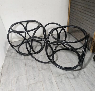 复古中世纪现代黑色弯木圆形咖啡桌 Thonet 风格底座 — 第 1/4 张图片