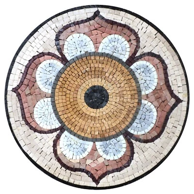 Handmade Groovy Mod White Daisy Mosaic Medallion - Image 1 of 4