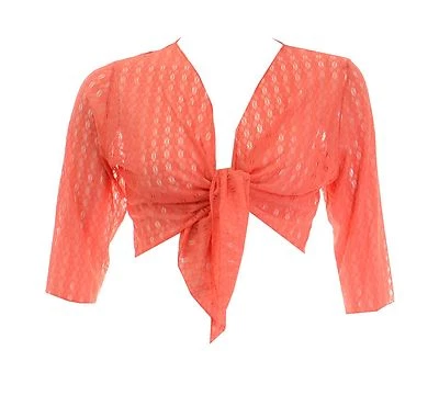 Ladies new 3/4 sleeve soft lace shrug / ties bolero bright Green Orange Womens - Image 1 of 3