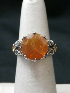 Beautiful Vintage Sterling Silver Orange Stone Cocktail Ring. Make Offer! #279 - Picture 1 of 6