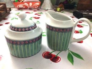 Pfaltzgraff Atmosphere Sugar Bowl Creamer Set Vintage 90s Stoneware 3 pcs mint - Picture 1 of 11