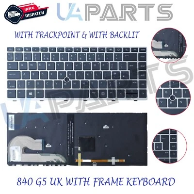 UA PARTS Per HP EliteBook 745 G5 745 G6 840 G5 840 G6 computer portatile Regno Unito con retroilluminazione e trackpoint