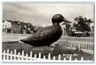 1946 Giant Duck Statue Scene Street Blackduck Minnesota MN RPPC Photo Postcard