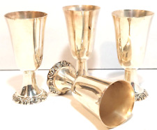 Set of 4 BAROQUE by WALLACE 231 Silver plate 3" Cordials Stem Shot Glass Cups