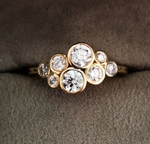 Women's Bezel Set Wedding Ring D/VVS Lab Created Diamond 925 Sterling Silver - Picture 1 of 3