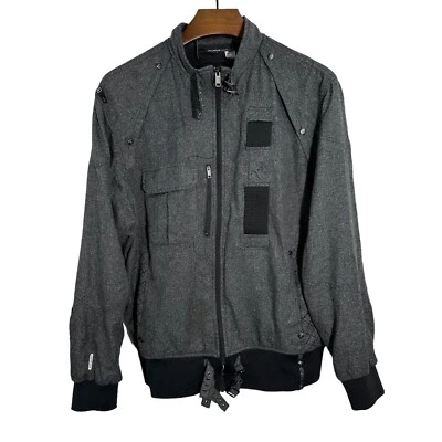 ROCAWEAR Men's Gray Black Bomber Jacket Full Zip Buckles RN 106830 CA 03877 XL - Image 1 of 4