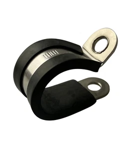 Rubber Lined P Clips Cable Mounting Hose Pipe Clamp Stainless Steel & W1 - Picture 1 of 18