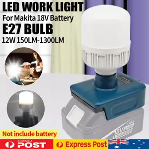Cordless Dimmable LED Work Light E27 Bulb Camping Lamp For Makita 18V Battery - Picture 1 of 8