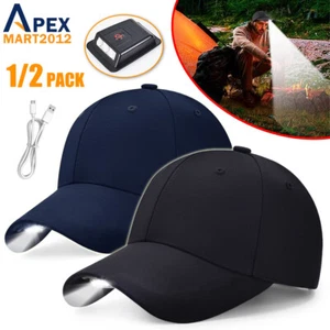 LED Baseball Cap Rechargeable Headlight Fishing Hat For Running Walking Camping - Picture 1 of 14