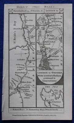 Original antique road map, PEMBROKE, MIDDLESEX, BUCKINGHAMSHIRE, Paterson, 1785 - Image 1 of 4